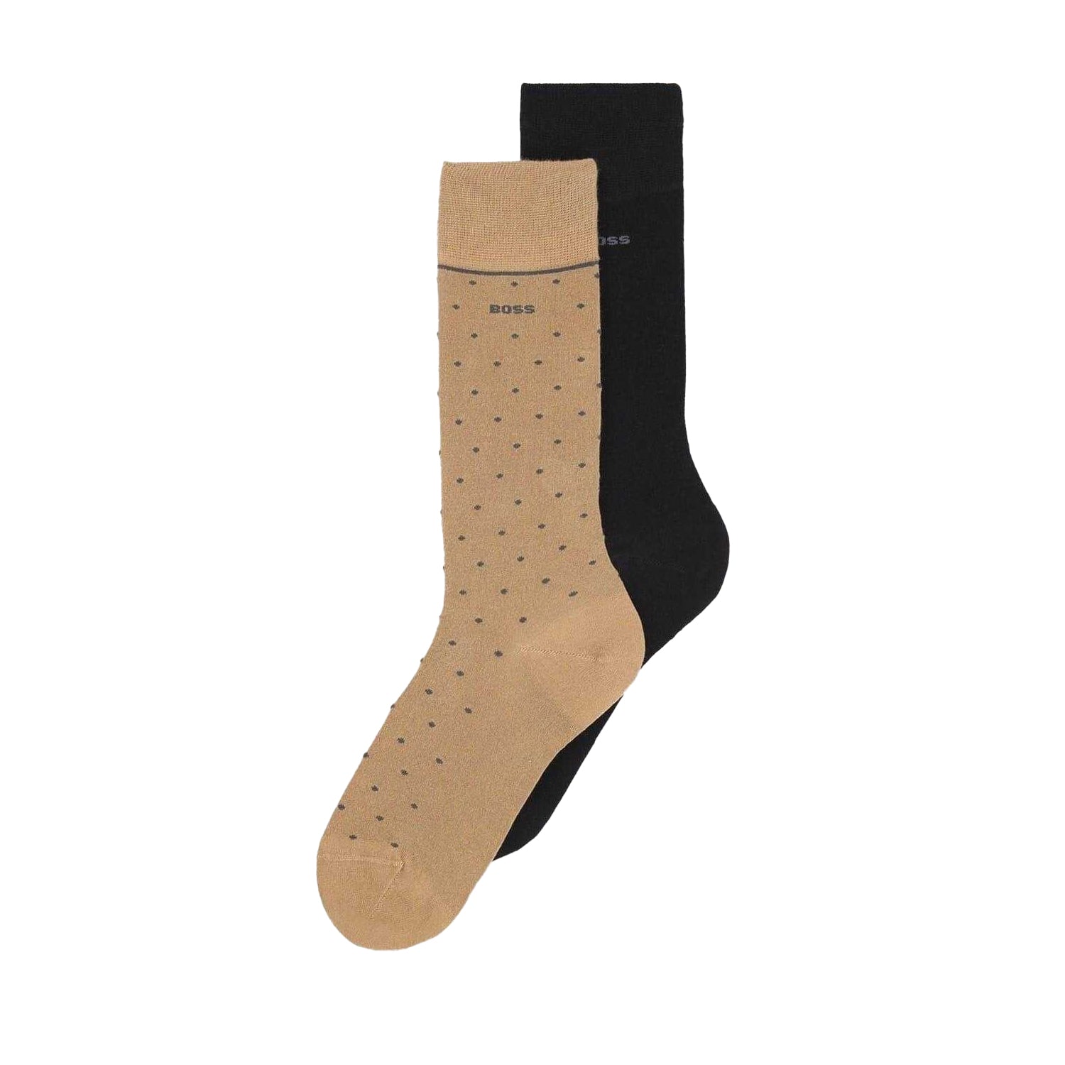 Medium Beige-Black - Back - Boss Mens Polka Dot Bamboo Crew Socks (Pack of 2)