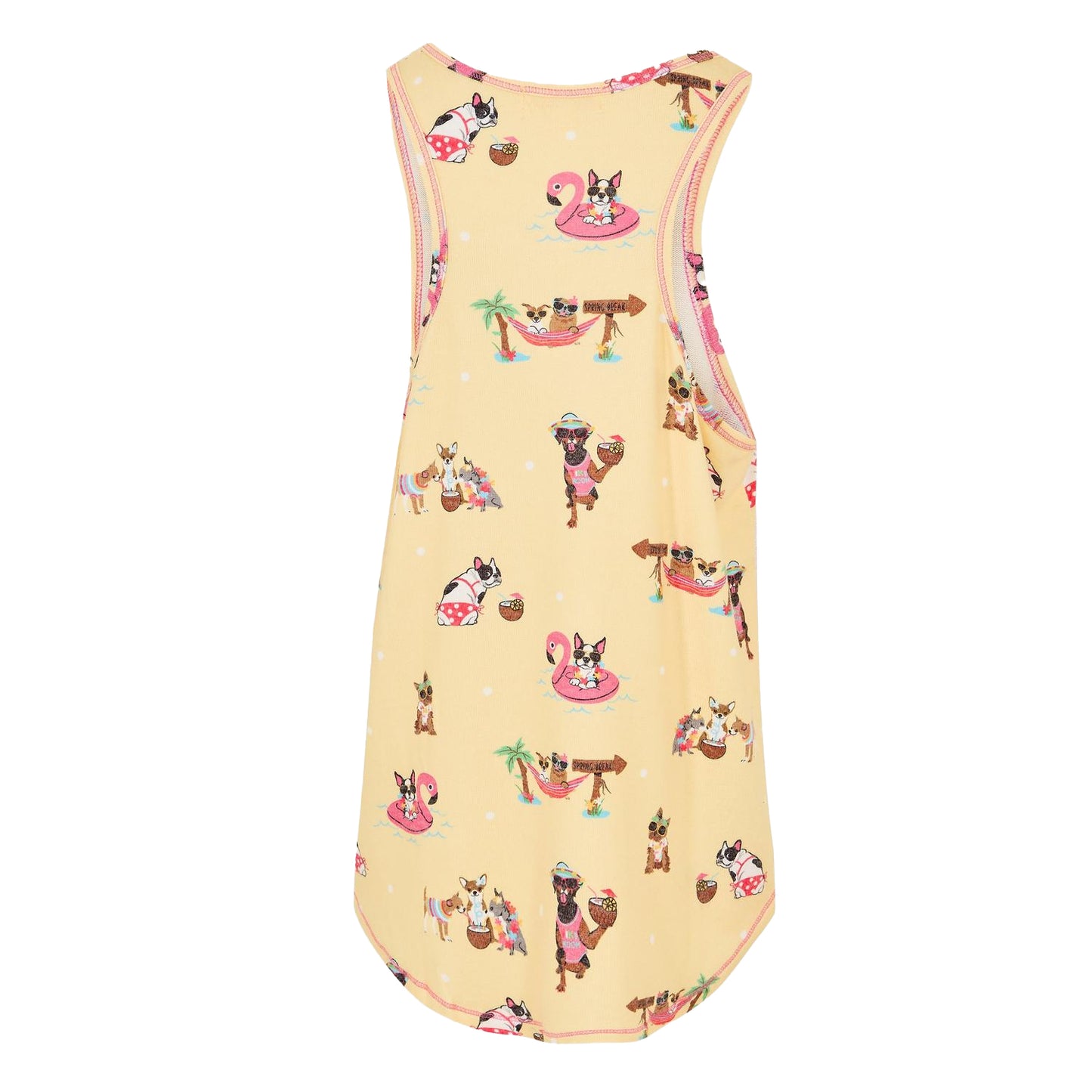 Yellow - Back - PJ Salvage Womens-Ladies Dog Print Modal Sleeveless Tank Top