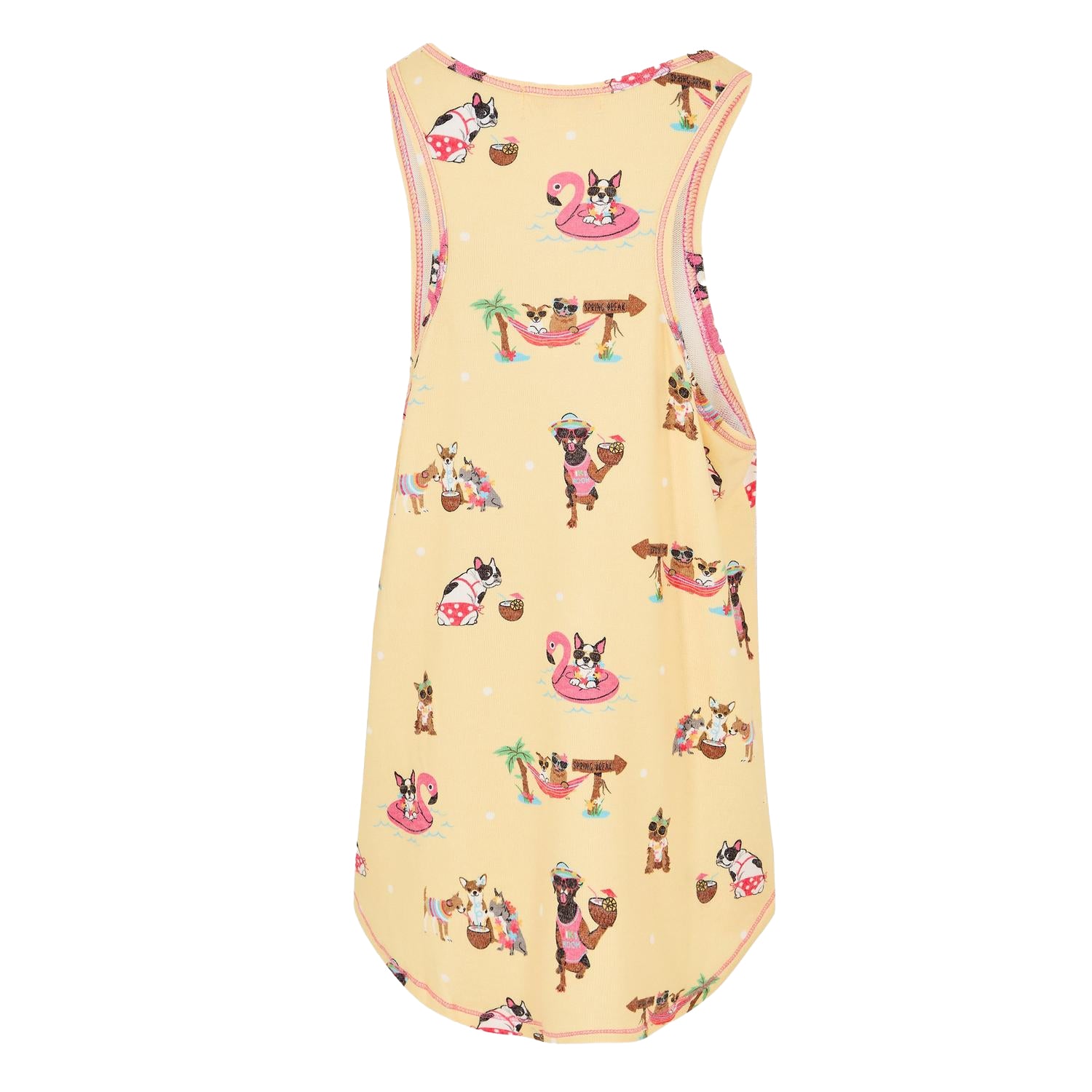 Yellow - Back - PJ Salvage Womens-Ladies Dog Print Modal Sleeveless Tank Top