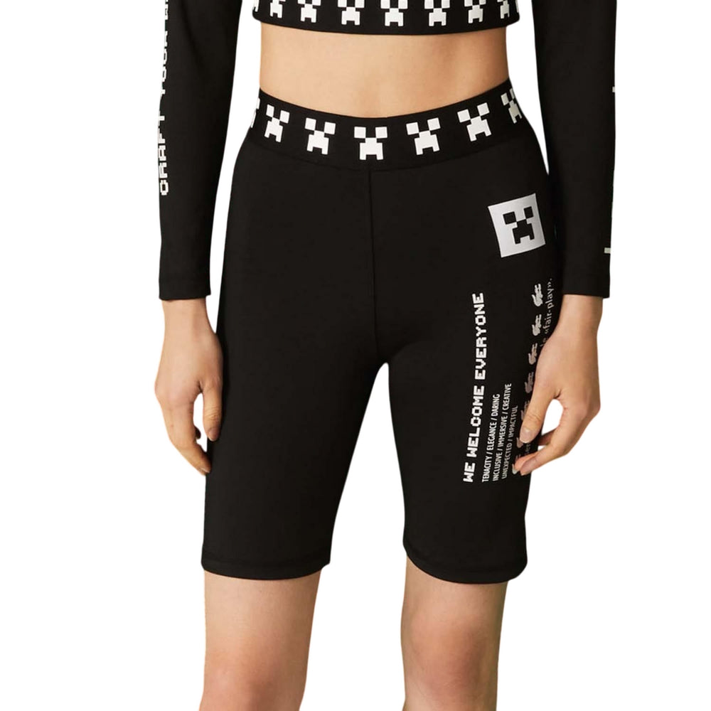 Black - Side - Lacoste Womens-Ladies Live X Minecraft Biker Shorts