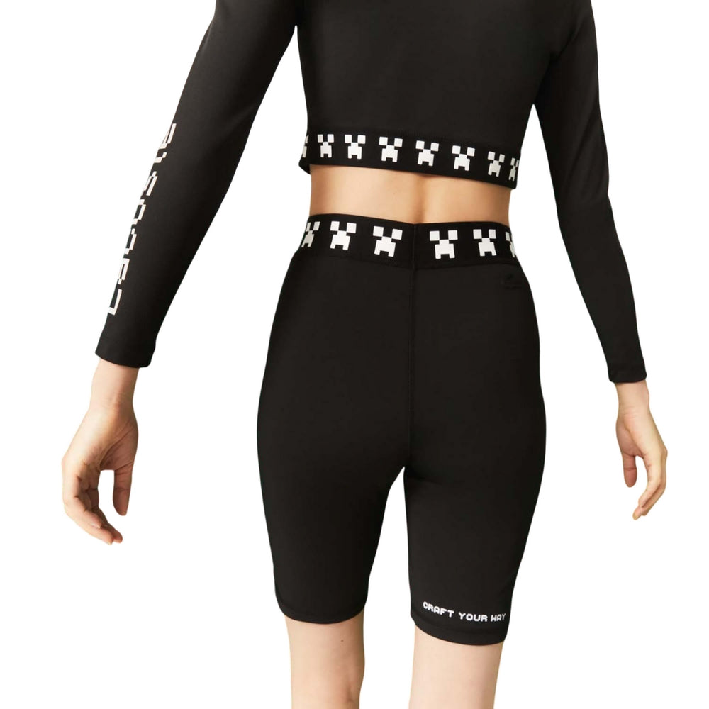 Black - Back - Lacoste Womens-Ladies Live X Minecraft Biker Shorts