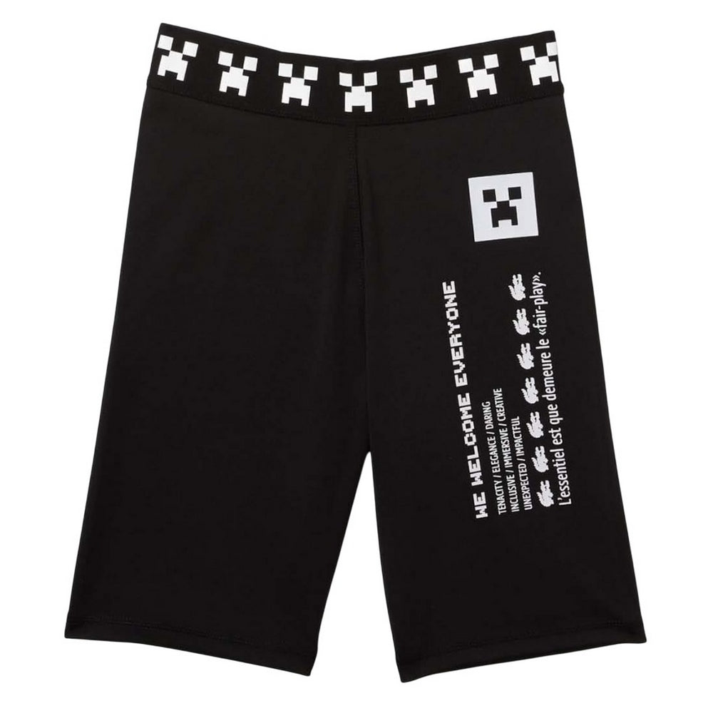 Black - Front - Lacoste Womens-Ladies Live X Minecraft Biker Shorts
