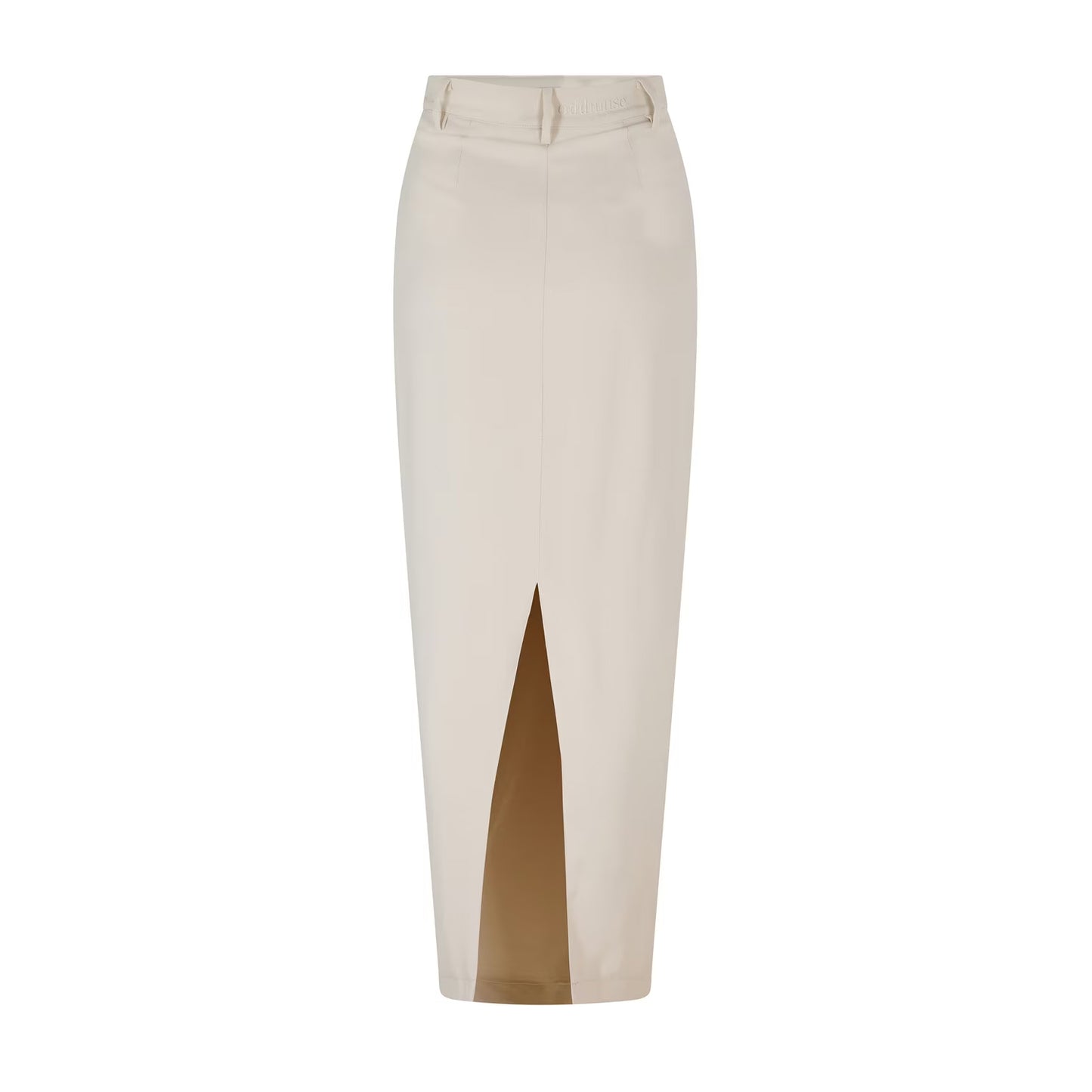 Oat - Back - Odd Muse Womens-Ladies Front Slit Fitted Maxi Skirt