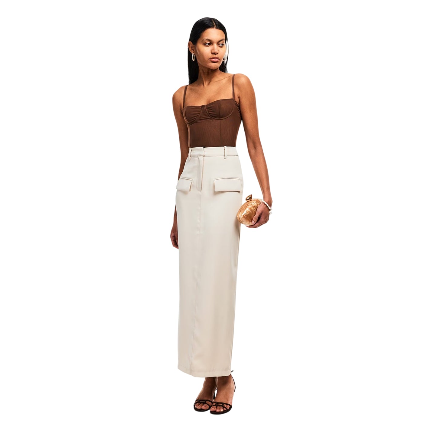 Oat - Lifestyle - Odd Muse Womens-Ladies Front Slit Fitted Maxi Skirt