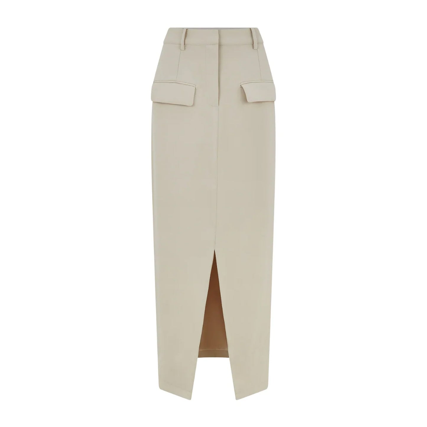 Taupe - Front - Odd Muse Womens-Ladies Front Slit Fitted Maxi Skirt
