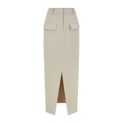 Taupe - Front - Odd Muse Womens-Ladies Front Slit Fitted Maxi Skirt