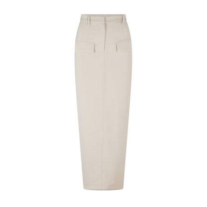 Oat - Front - Odd Muse Womens-Ladies Front Slit Fitted Maxi Skirt