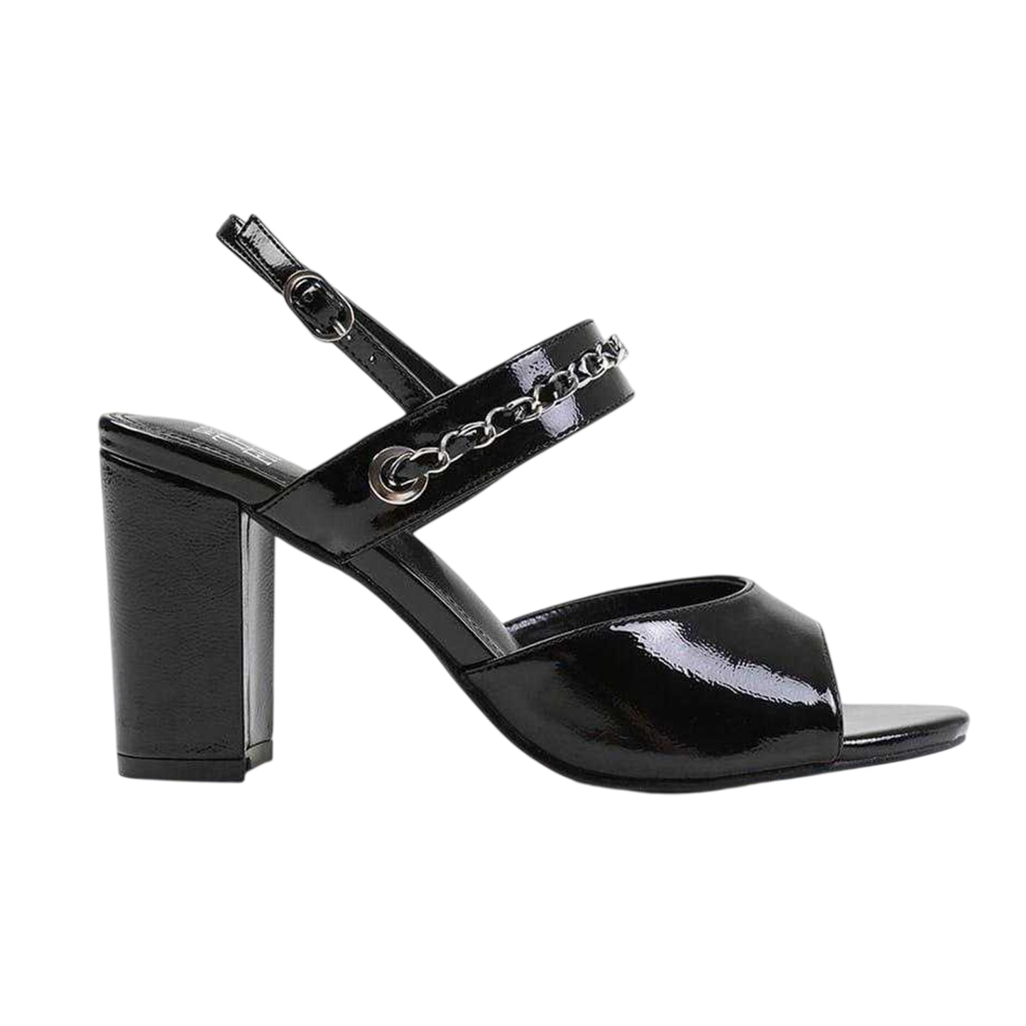 Black Patent - Back - Where's That From Womens-Ladies Chain Detail Sandals