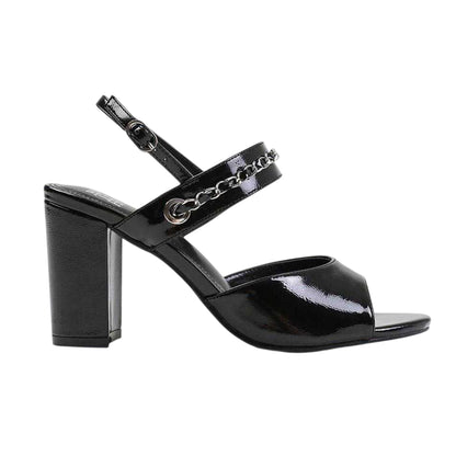 Black Patent - Back - Where's That From Womens-Ladies Chain Detail Sandals