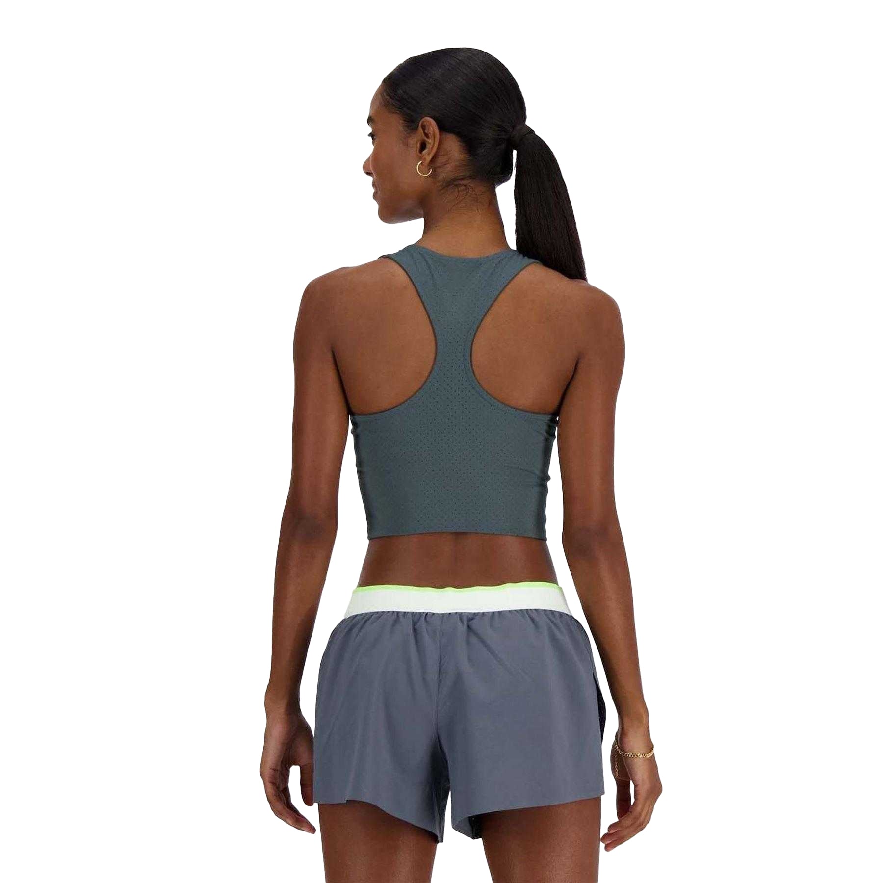 Grey - Back - New Balance Womens-Ladies Fitted Racing Tank Top