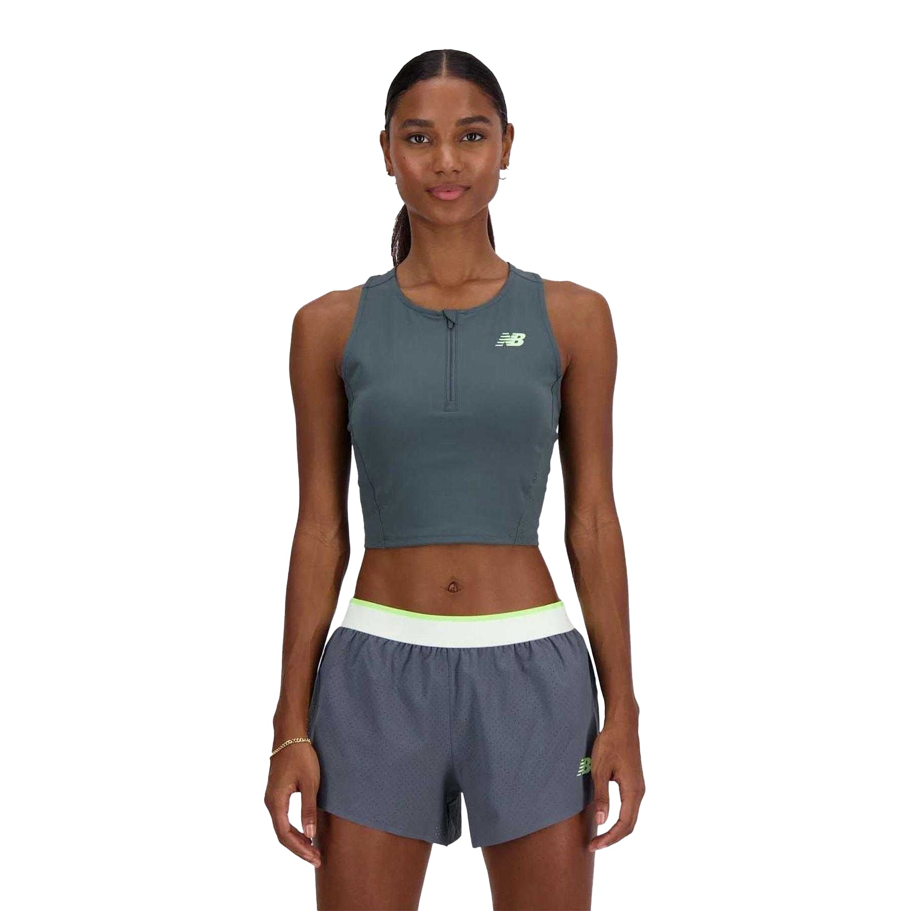 Grey - Front - New Balance Womens-Ladies Fitted Racing Tank Top