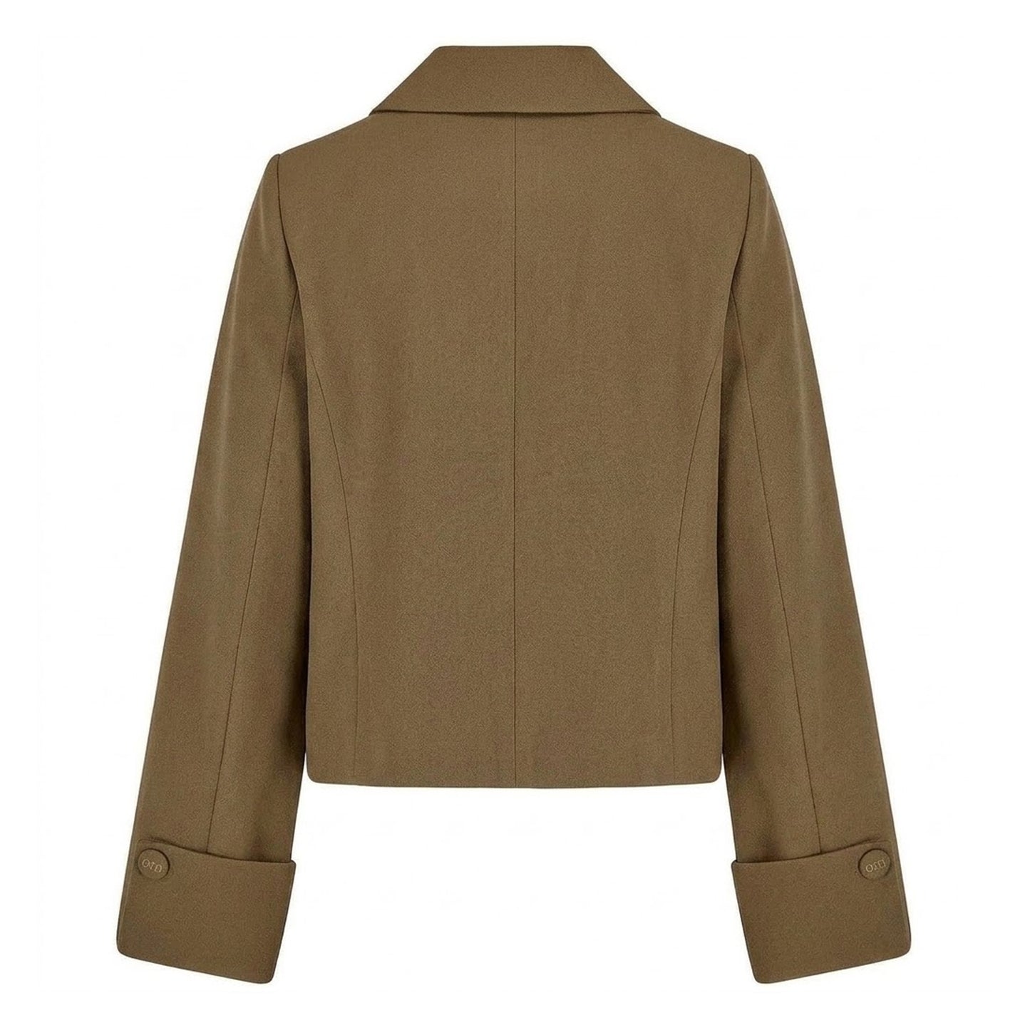 Olive - Back - Odd Muse Womens-Ladies Plain Relaxed Fit Jacket