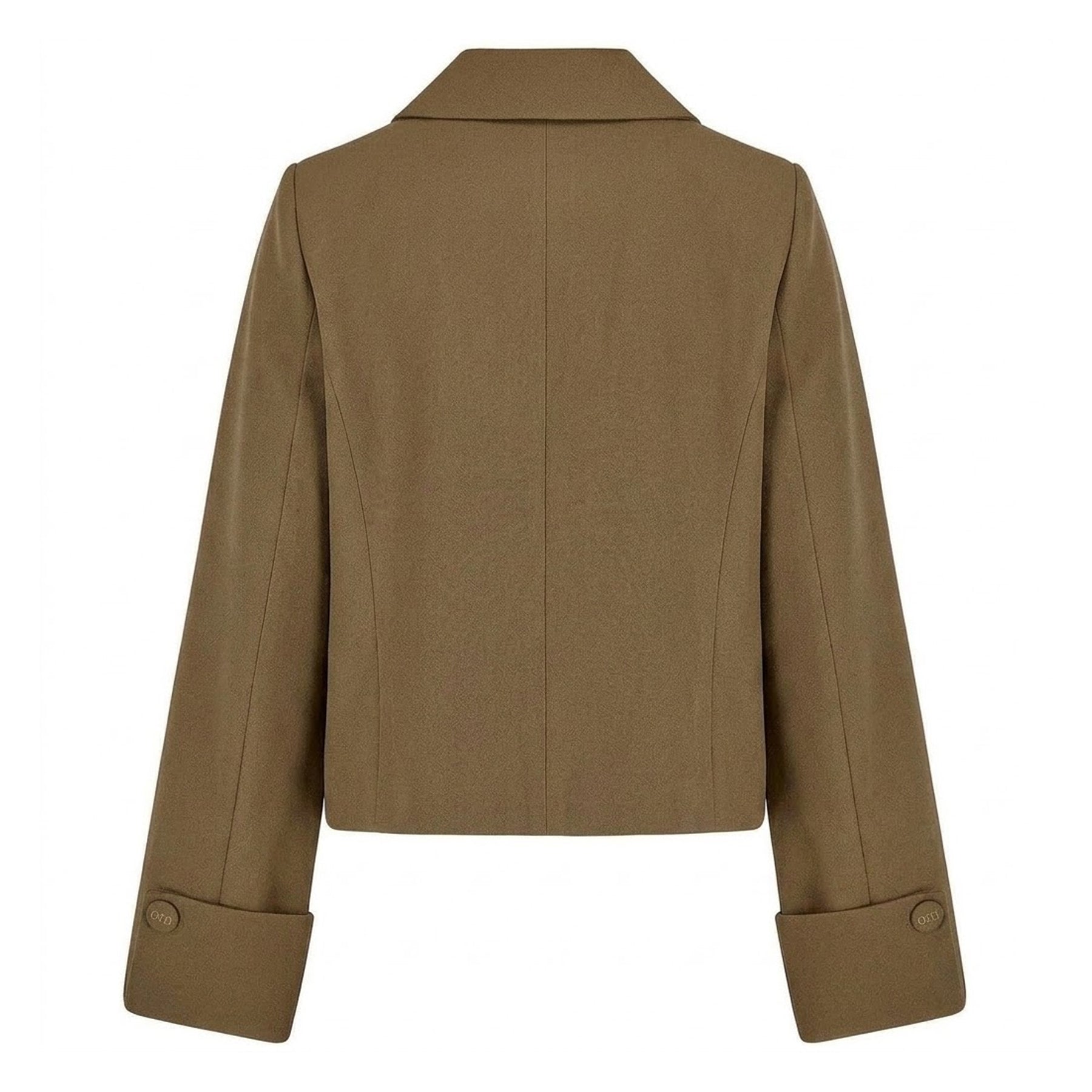 Olive - Back - Odd Muse Womens-Ladies Plain Relaxed Fit Jacket