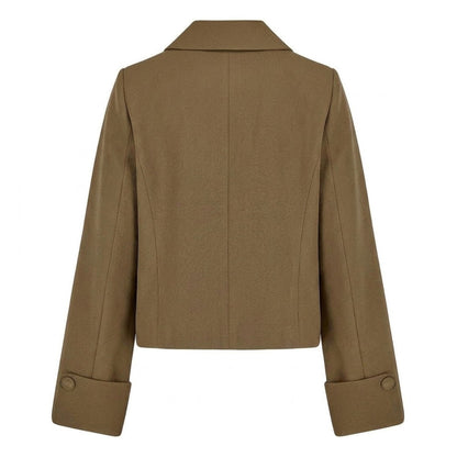 Olive - Back - Odd Muse Womens-Ladies Plain Relaxed Fit Jacket