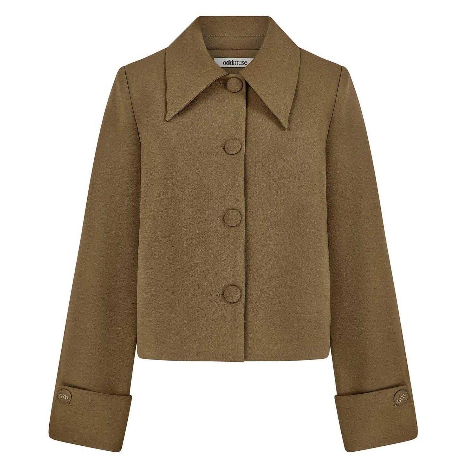 Olive - Front - Odd Muse Womens-Ladies Plain Relaxed Fit Jacket