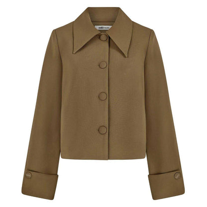 Olive - Front - Odd Muse Womens-Ladies Plain Relaxed Fit Jacket