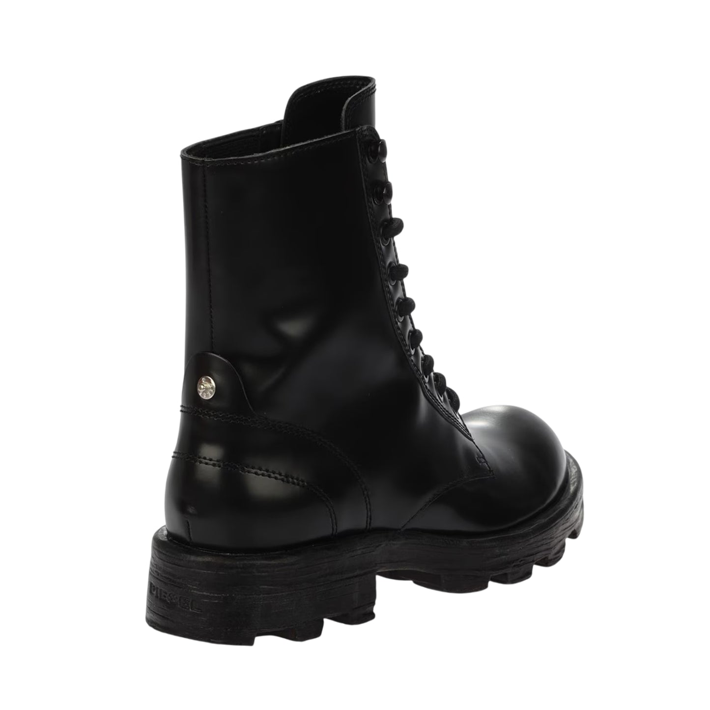 Black - Back - Diesel Womens-Ladies Hammer Leather Lace Up Combat Boots