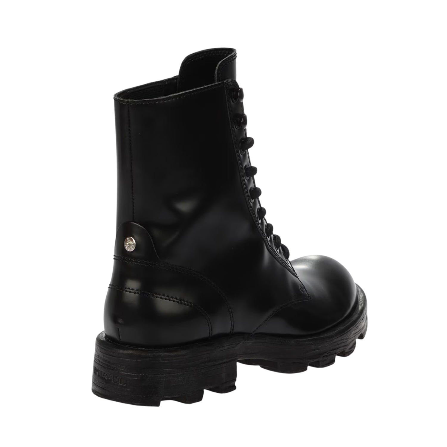 Black - Back - Diesel Womens-Ladies Hammer Leather Lace Up Combat Boots