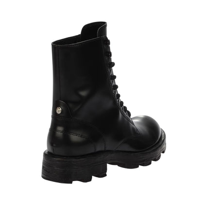 Black - Back - Diesel Womens-Ladies Hammer Leather Lace Up Combat Boots