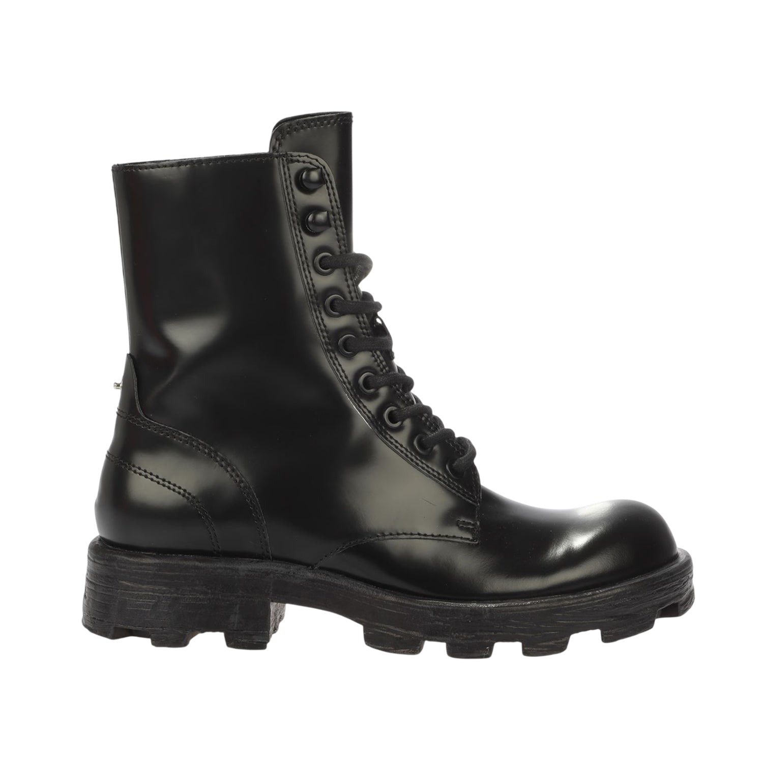 Black - Side - Diesel Womens-Ladies Hammer Leather Lace Up Combat Boots