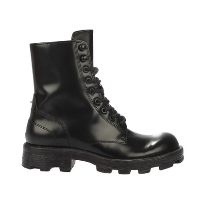 Black - Side - Diesel Womens-Ladies Hammer Leather Lace Up Combat Boots