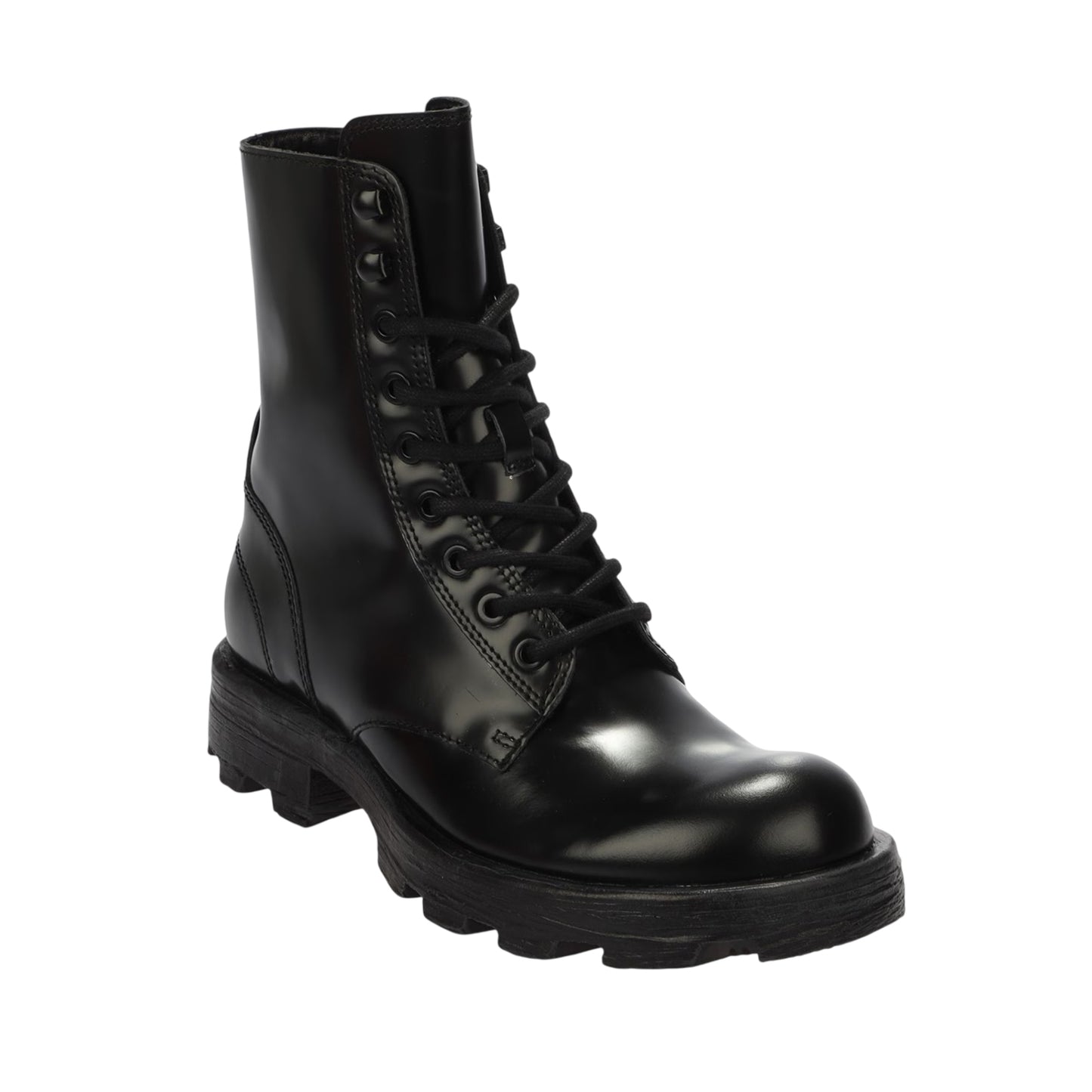 Black - Front - Diesel Womens-Ladies Hammer Leather Lace Up Combat Boots