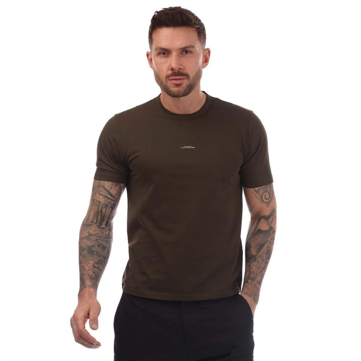 Green - Front - C.P. Company Mens Metropolis Series Logo T-Shirt