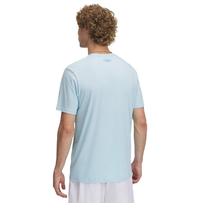 Storm-Ethereal Blue - Back - Under Armour Mens Stacked Logo T-Shirt