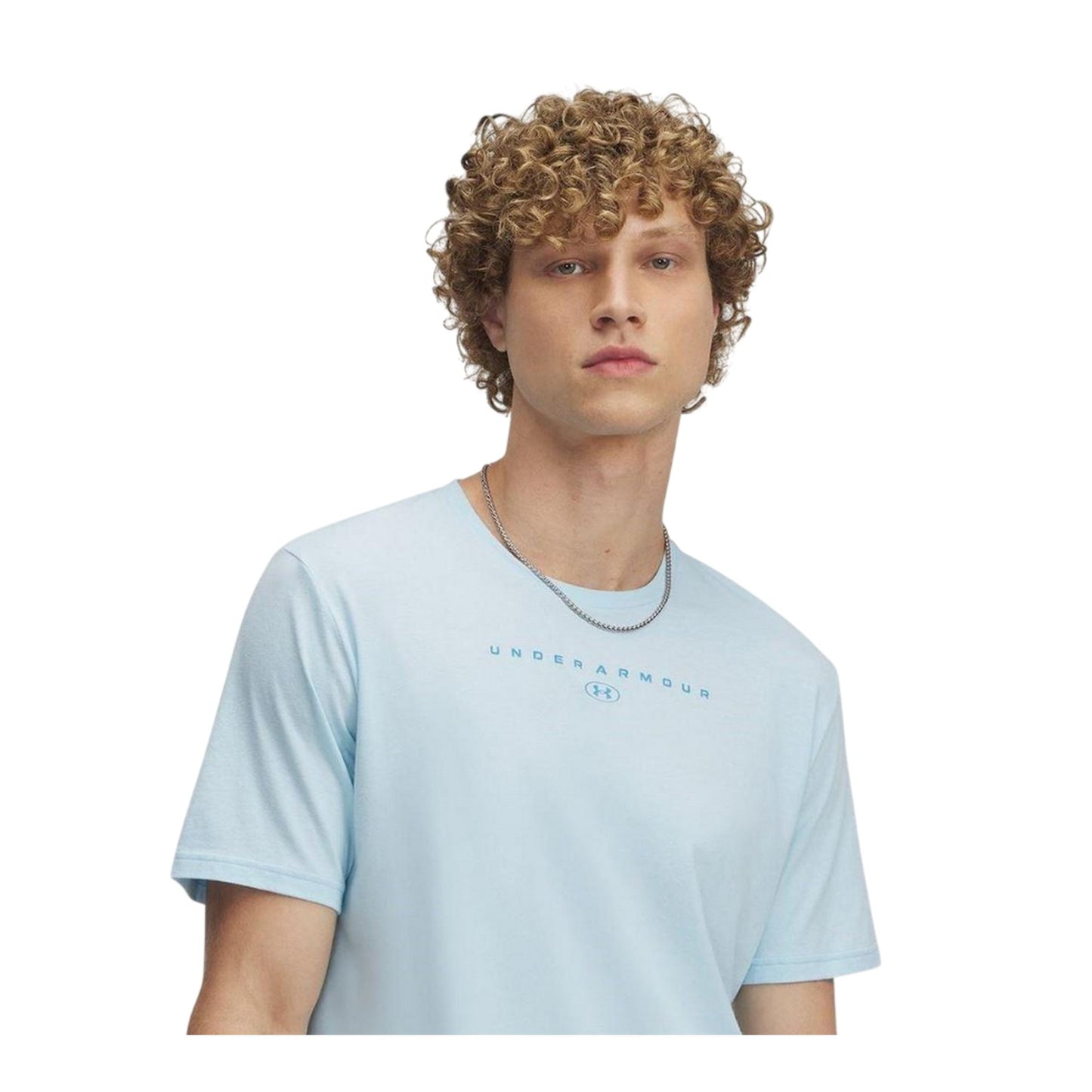 Storm-Ethereal Blue - Side - Under Armour Mens Stacked Logo T-Shirt