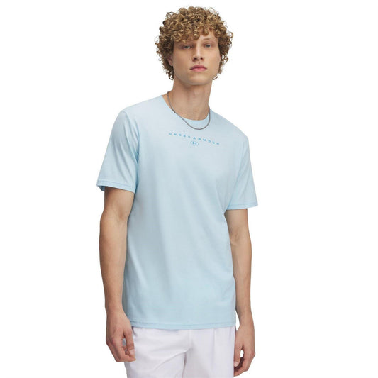 Storm-Ethereal Blue - Front - Under Armour Mens Stacked Logo T-Shirt