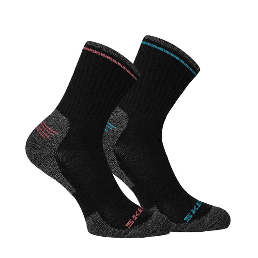 Black - Front - Skechers Mens Walking Crew Socks (Pack of 2)