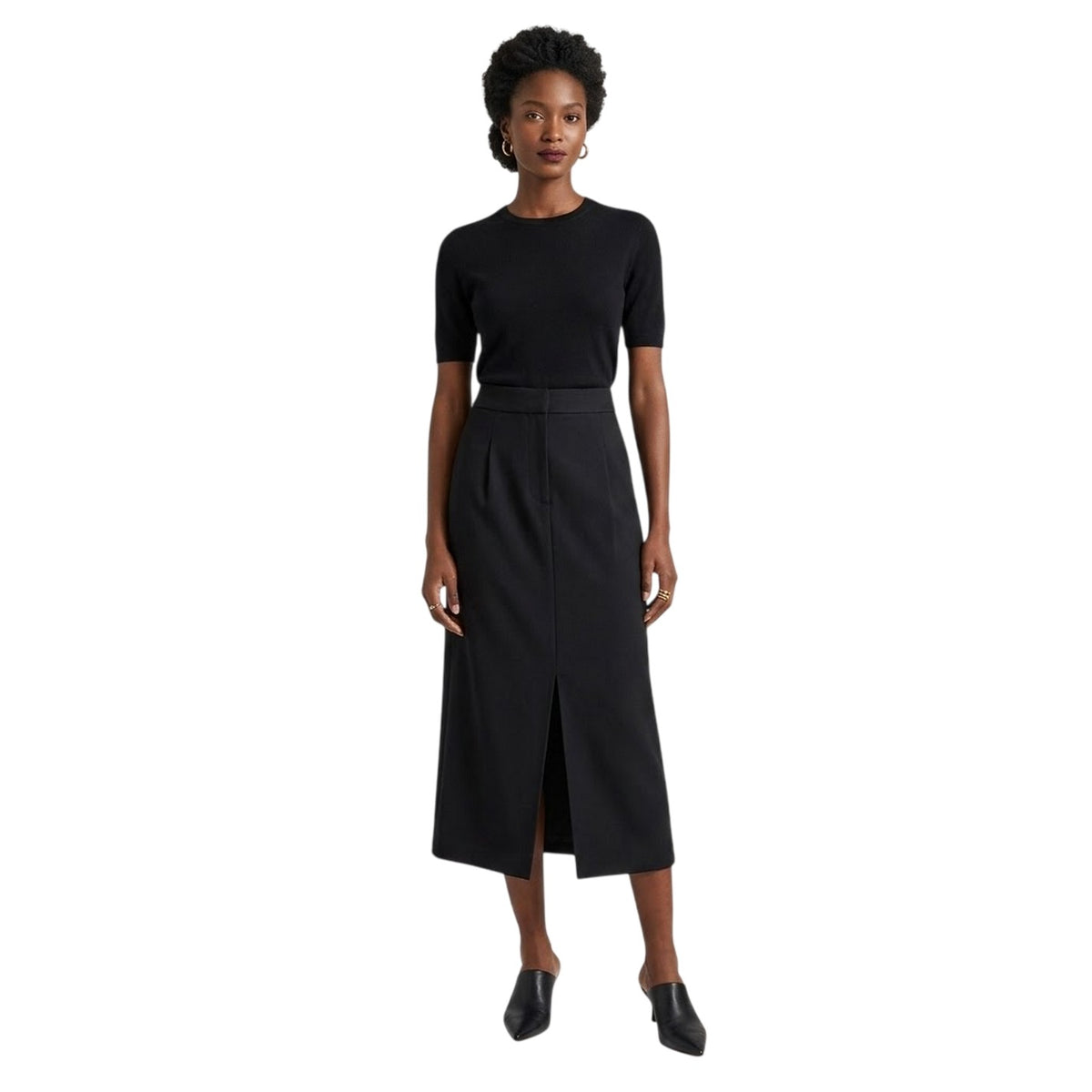 Black - Side - Vila Womens-Ladies Vivarone Midi Pencil Skirt