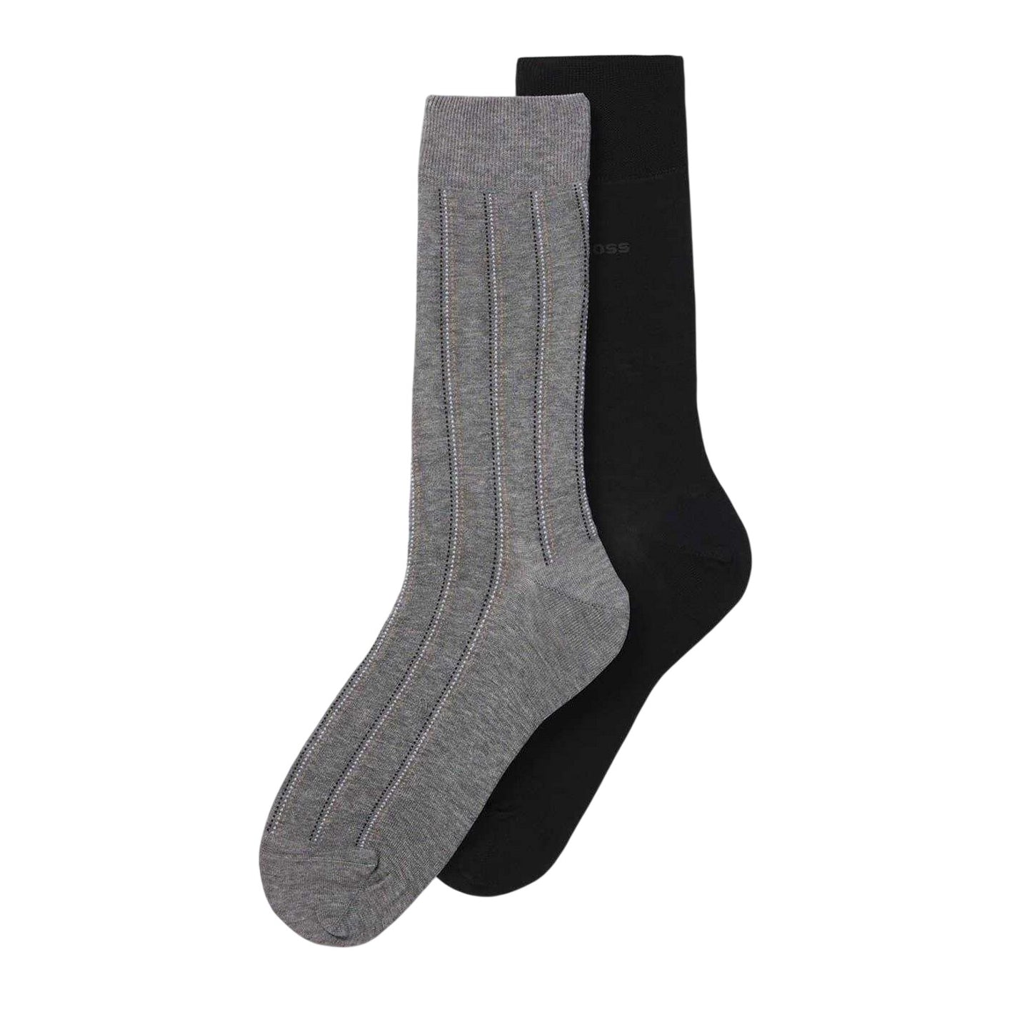 Medium Grey - Back - Boss Mens Pinstripe Crew Socks (Pack of 2)