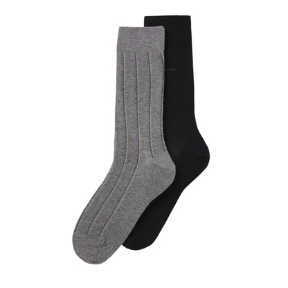 Medium Grey - Back - Boss Mens Pinstripe Crew Socks (Pack of 2)