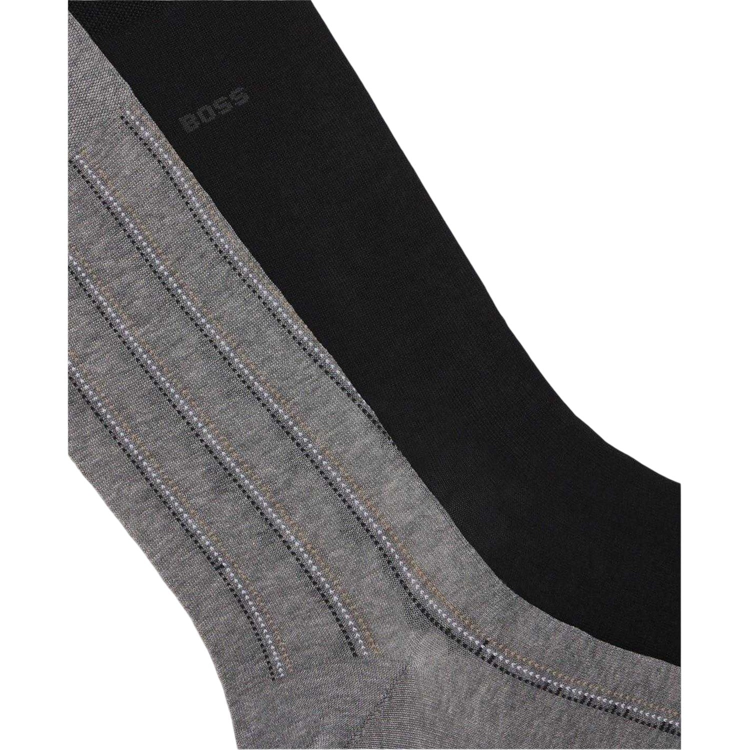 Medium Grey - Lifestyle - Boss Mens Pinstripe Crew Socks (Pack of 2)