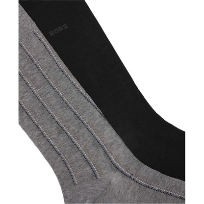 Medium Grey - Lifestyle - Boss Mens Pinstripe Crew Socks (Pack of 2)