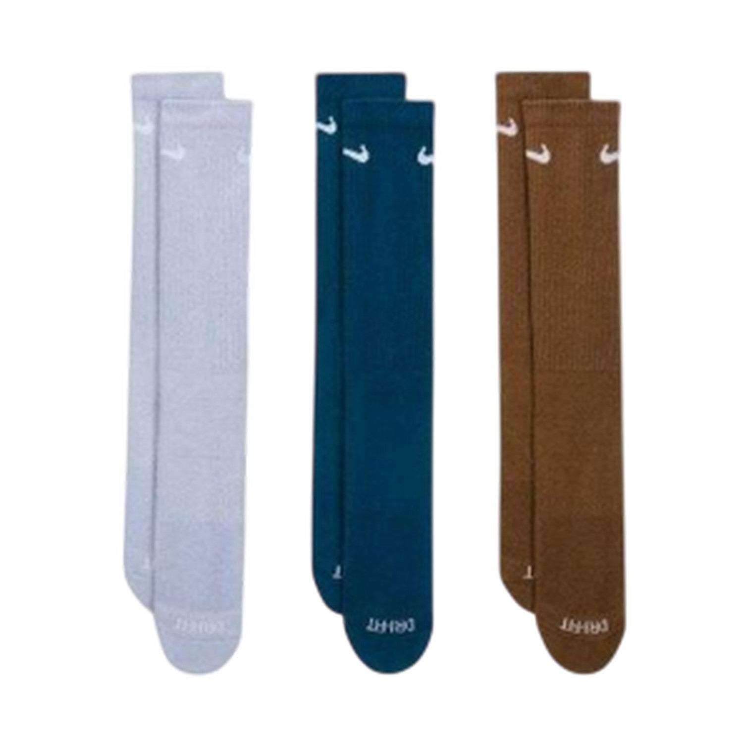 Ghost-Blue - Front - Nike Mens Cotton Blend Crew Socks (Pack of 3)