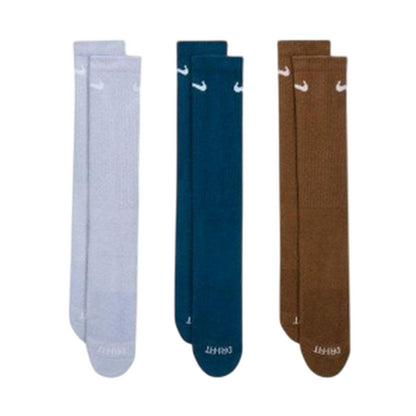 Ghost-Blue - Front - Nike Mens Cotton Blend Crew Socks (Pack of 3)