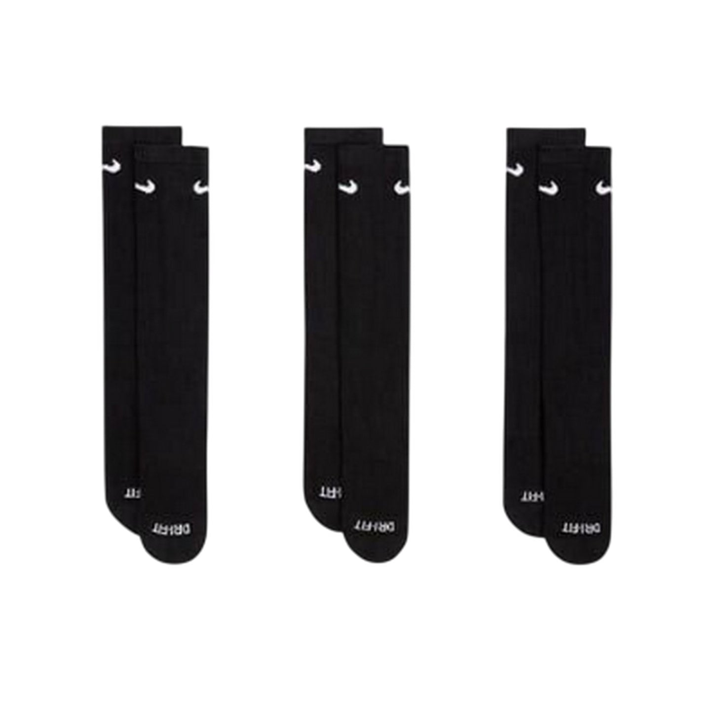 Black-White - Front - Nike Mens Cotton Blend Crew Socks (Pack of 3)
