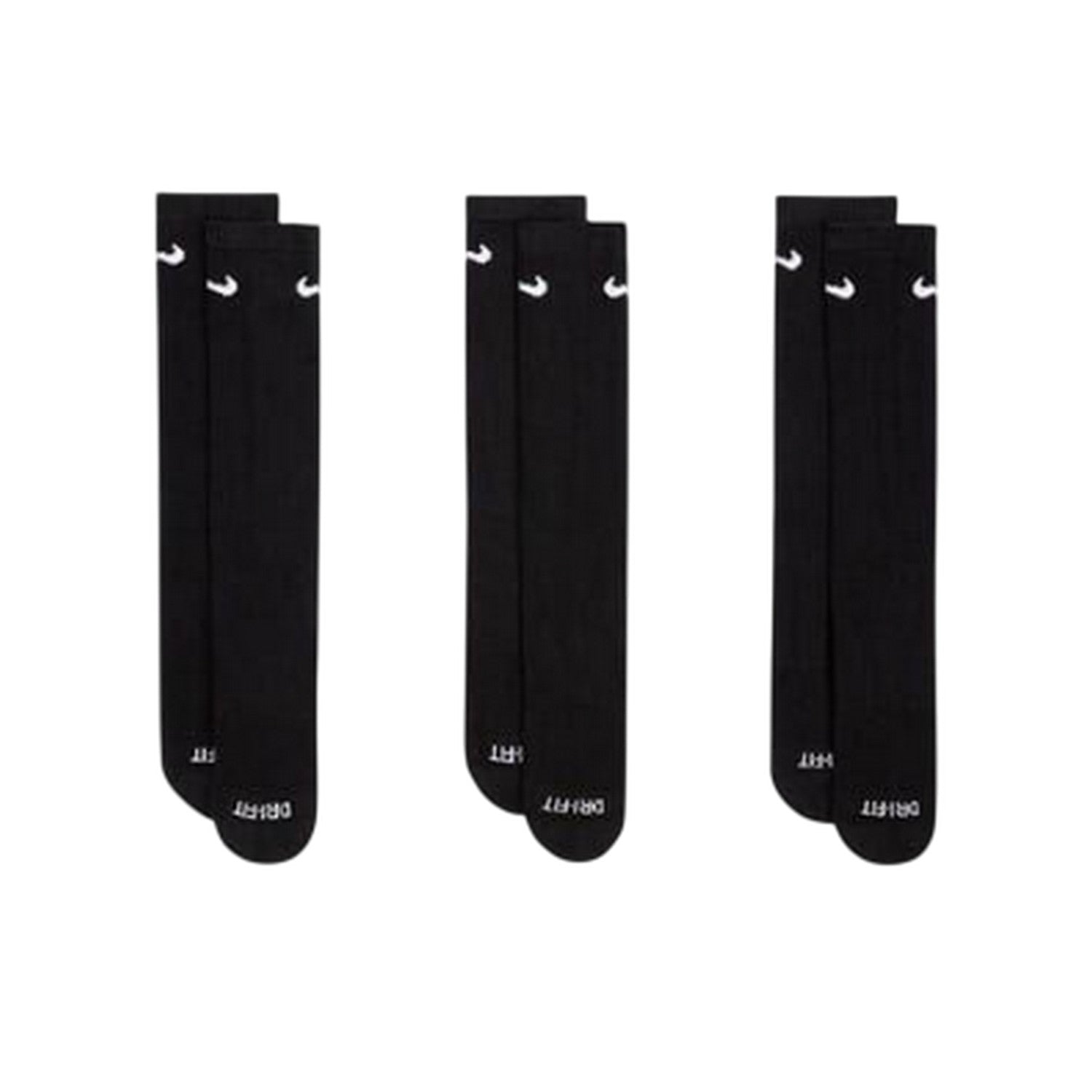 Black-White - Front - Nike Mens Cotton Blend Crew Socks (Pack of 3)