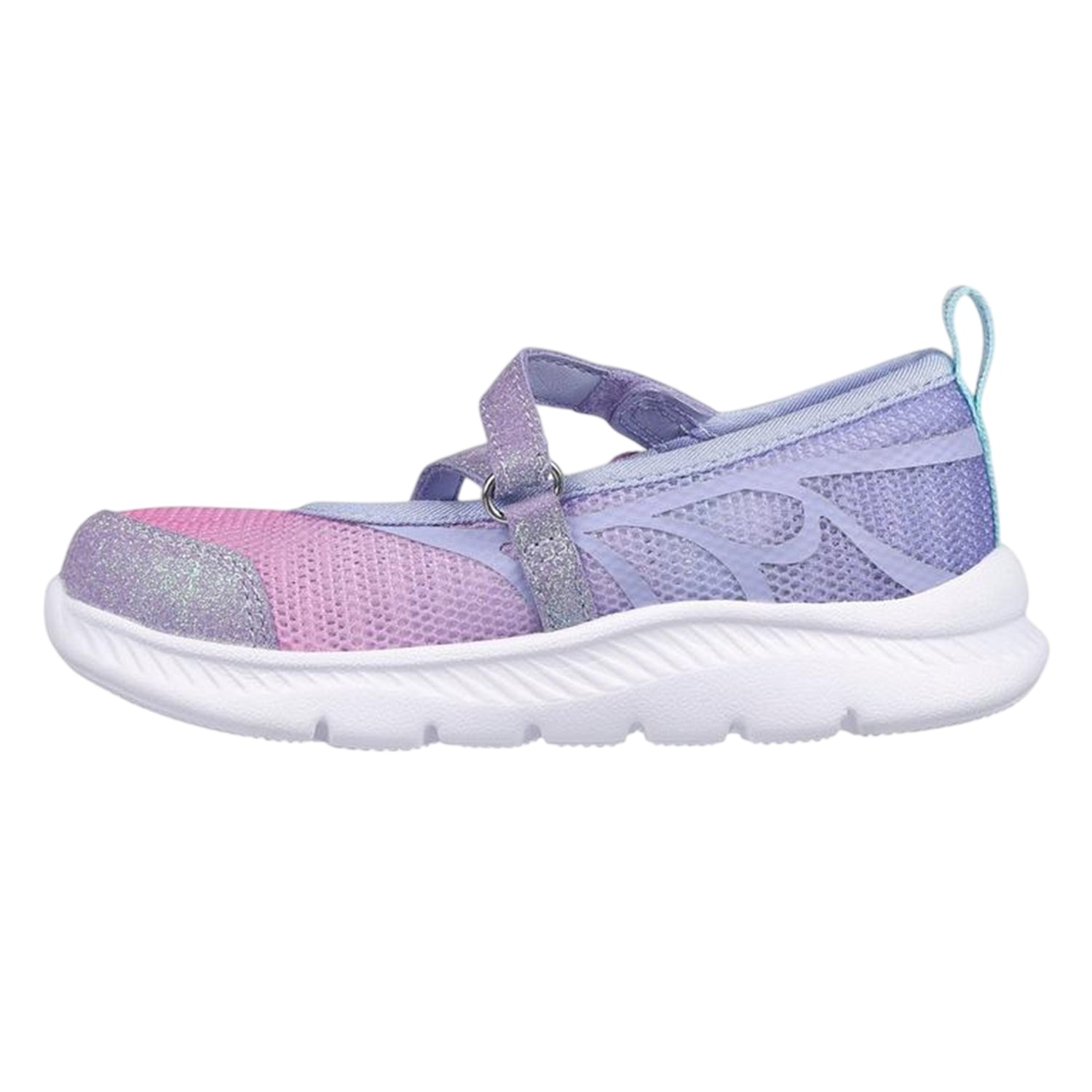 Lavender-Multicoloured - Back - Skechers Girls Comfyflex 2 Butterfly Glitter Trainers