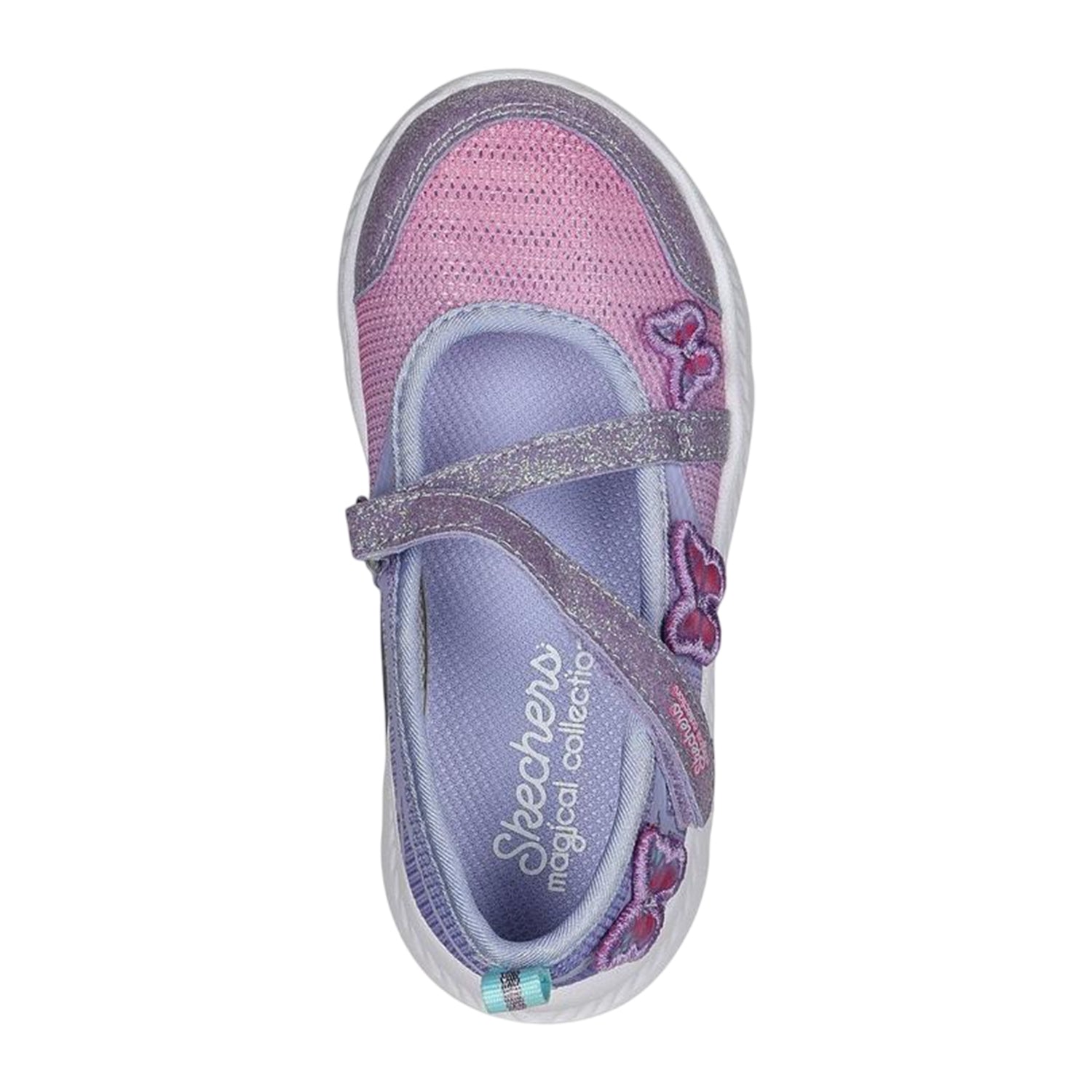 Lavender-Multicoloured - Side - Skechers Girls Comfyflex 2 Butterfly Glitter Trainers