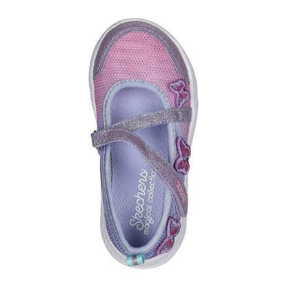 Lavender-Multicoloured - Side - Skechers Girls Comfyflex 2 Butterfly Glitter Trainers