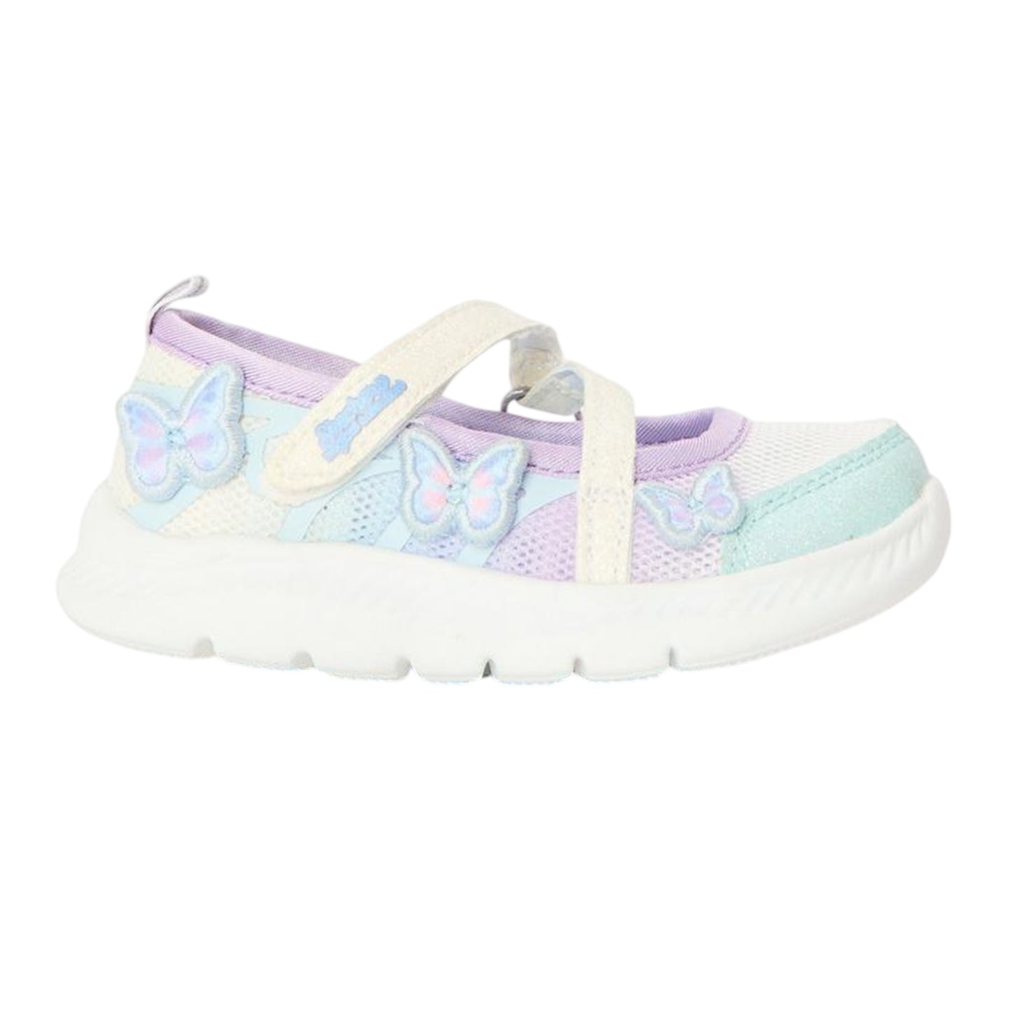 White-Multicoloured - Front - Skechers Girls Comfyflex 2 Butterfly Glitter Trainers