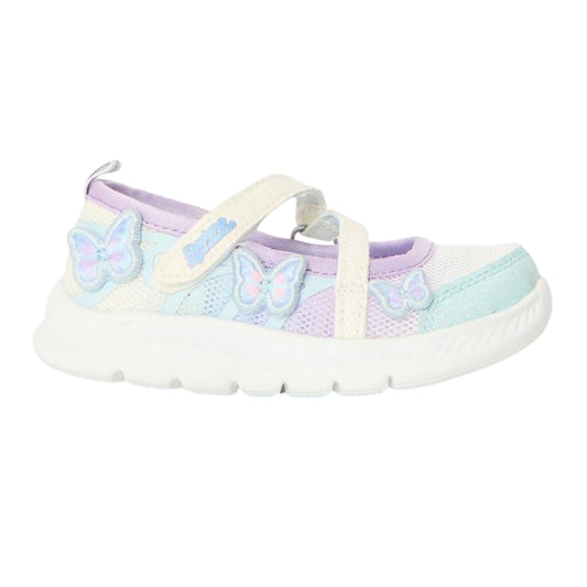 White-Multicoloured - Front - Skechers Girls Comfyflex 2 Butterfly Glitter Trainers