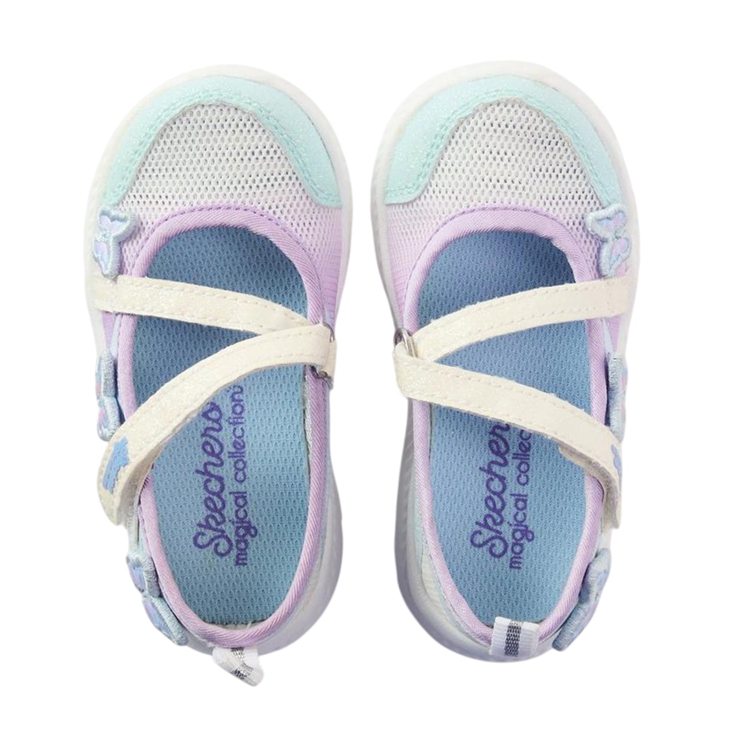 White-Multicoloured - Side - Skechers Girls Comfyflex 2 Butterfly Glitter Trainers