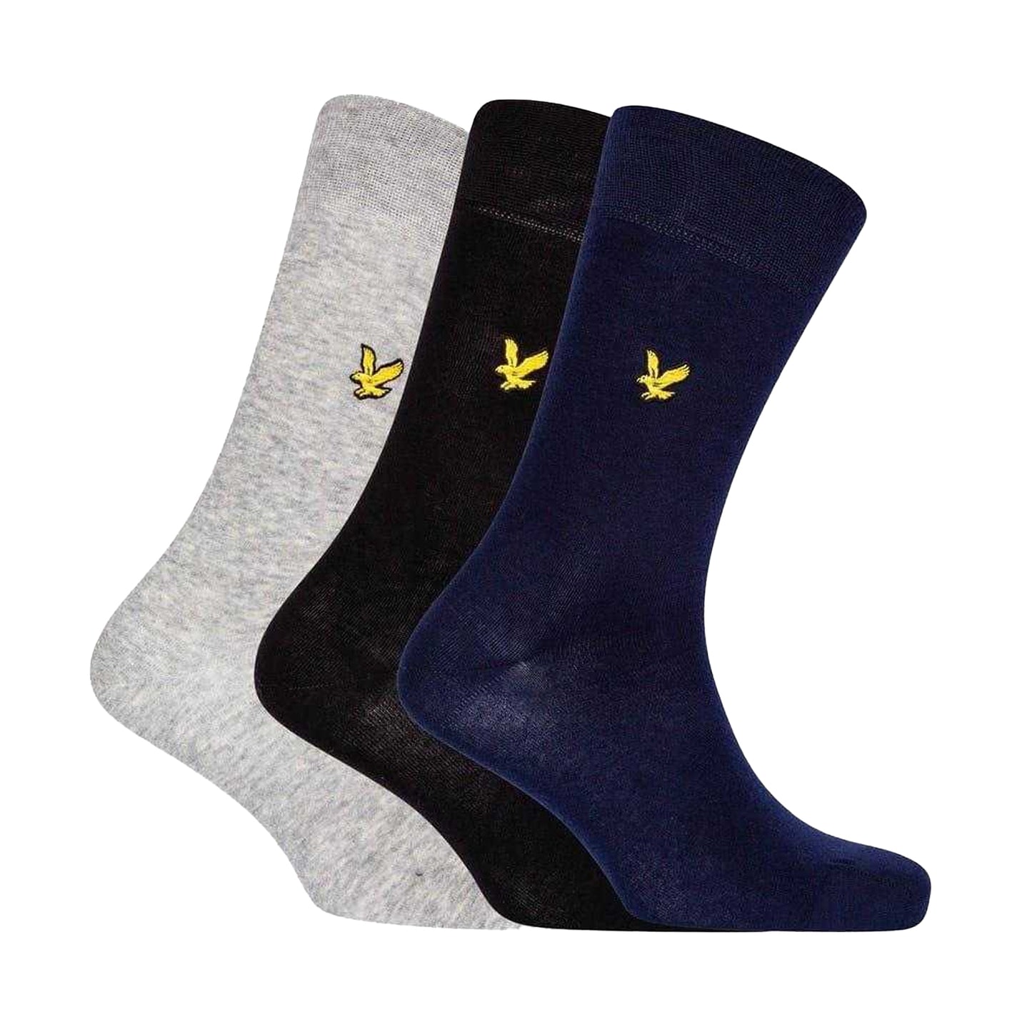 Grey-Black - Front - Lyle & Scott Mens Crew Socks (Pack of 3)