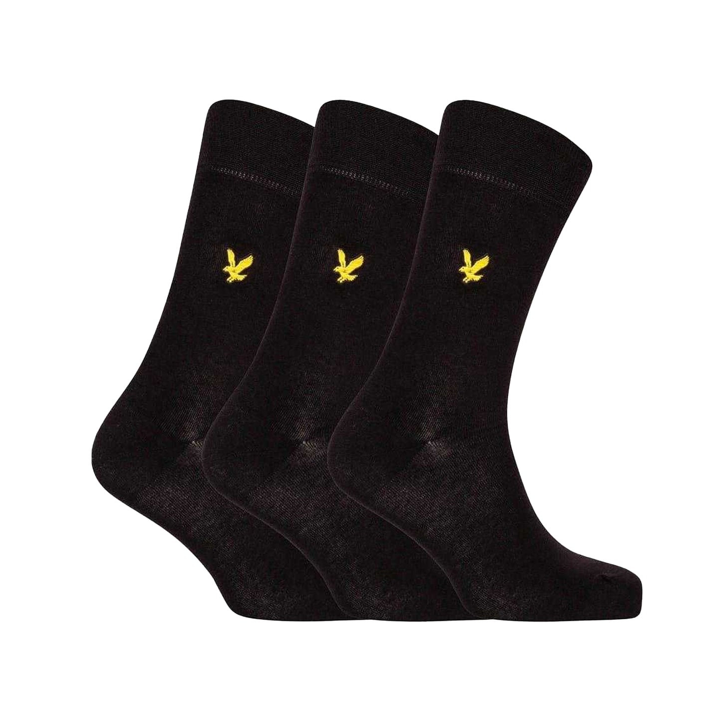 Black - Front - Lyle & Scott Mens Crew Socks (Pack of 3)