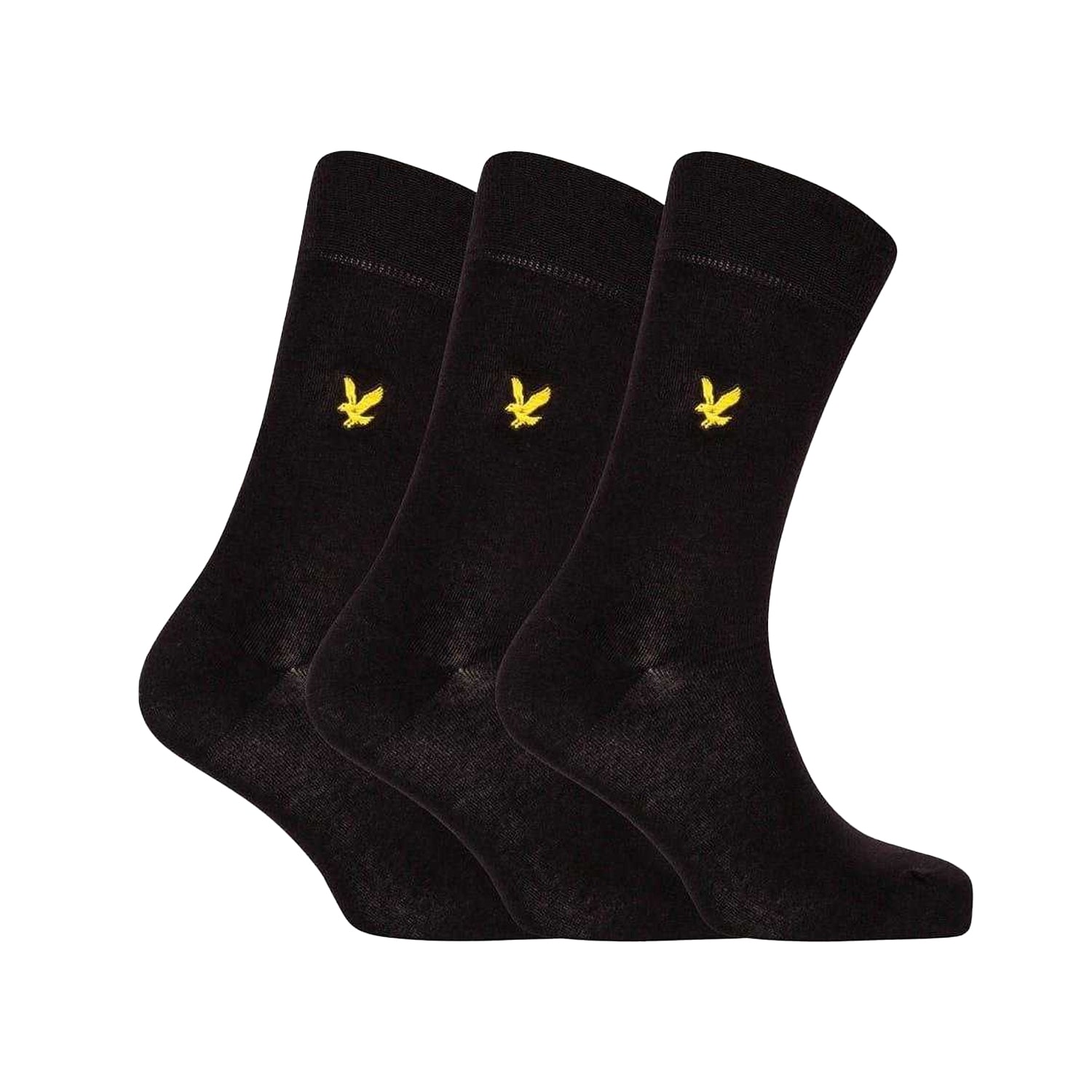 Black - Front - Lyle & Scott Mens Crew Socks (Pack of 3)