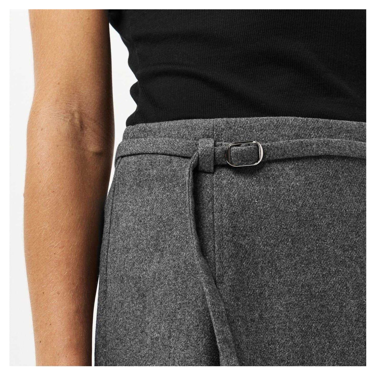 Grey Melange - Side - Edited Womens-Ladies Lexa Wool Blend Mini Skirt